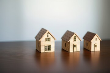 Obraz na płótnie Canvas Model of miniature wooden houses. Generative AI.