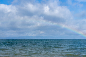 Obraz premium 琵琶湖にかかる虹