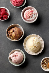bowls of various ice creams