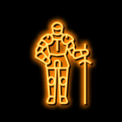 warrior knight neon glow icon illustration
