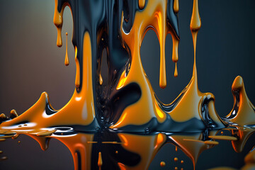 drippy silky fluid, dark abstract wallpaper - Generative AI