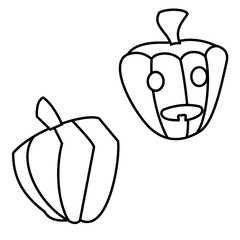illustration halloween pumpkins set, pumpkins comic character outline, concept