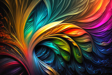 Fototapeta premium Intricate abstract background with vibrant rainbow colors, AI generated illustration