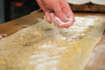 	
the process of making Grissini. grissini with olives and thyme recipe. cook cuts grissini	