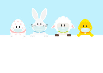 Osterei, Weißer Osterhase, Schaf & Küken Maske Karte Himmel