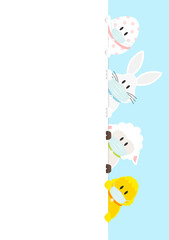 Osterei, Schaf, Weißer Osterhase & Küken Maske Karte Vertikal Himmel