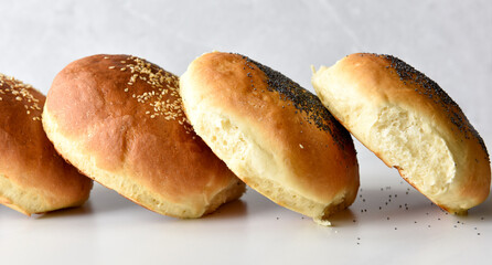 baked buns with se with sesame and poppy