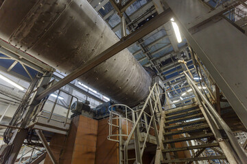 Rotary kiln in big chemical factory.