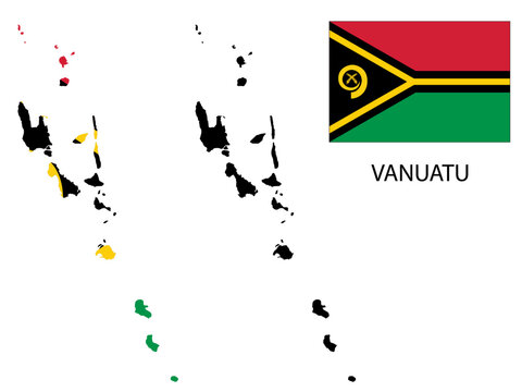 vanuatu Flag and map illustration vector 