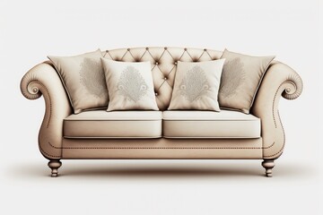 a sofa on a white background. Generative AI