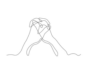 abstract Hands Holding Each other with fingers crossed Continuous One Line Drawing
