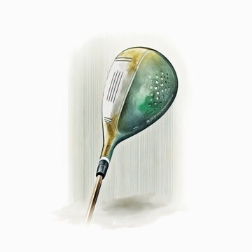 watercolor of the head of a golf club on white background created with Generative AI technology