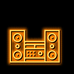 stereo acoustic device neon glow icon illustration