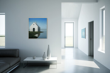 Naklejka na ściany i meble interior design. white and minimalist interior design. white space. generative ai