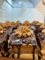 Cake confectionery baking. Sweets, candy bar. chocolate dessert