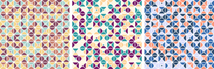 Abstract geometric Bauhaus pattern design. Vector circle, triangle and square lines color art design. Colorful Bauhaus background pattern.