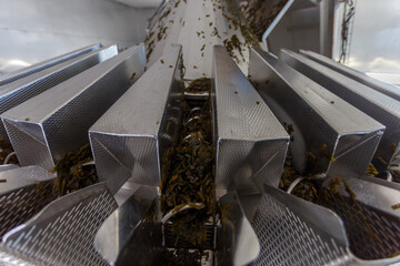 Closeup view of seaweed packaging system.