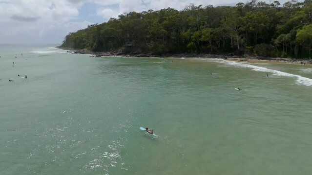Noosa Drone Surf Session on a sunny day, Australia