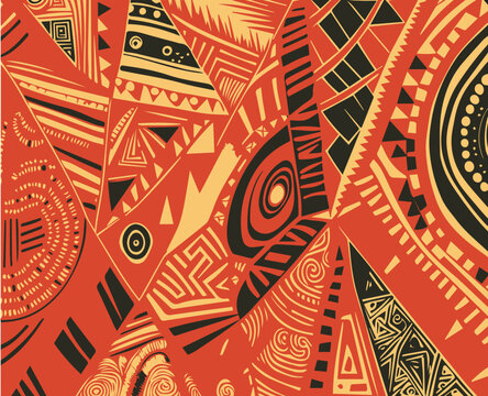 Color pattern in African style. Design for fabric, banner, clothing. Vector elements.