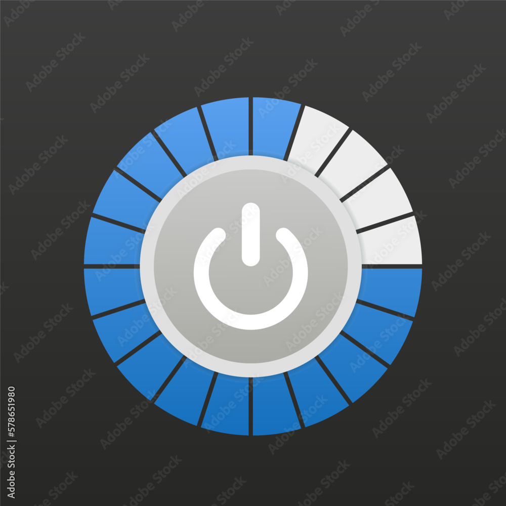Poster power button. gray button on a white background. normal and active. turn off, turn on. web button. b
