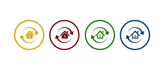 refinancing icon vector illustration. house with finance icon concept. Colorful icon - stock vector