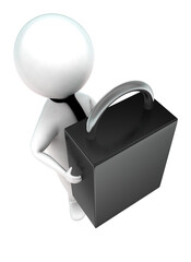 3d man holding lock in hands concept