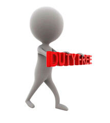 3d man holding duty free word concept