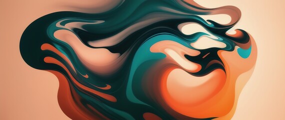 Wavy shapes mixing colors, gradient background, generative ai.