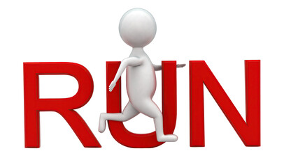 3d man run text concept