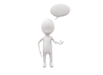 3d man with speech bubble on top concept