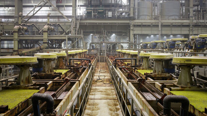 Flotation machines in factory workshop.