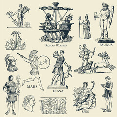 Classic Ancient Roman Vector Illustrations