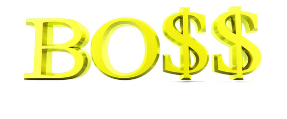 3d golden boss text concept