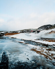 river in winter, Iceland