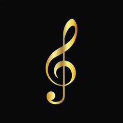 black gold, musical notes, flat icon, vector, template, design