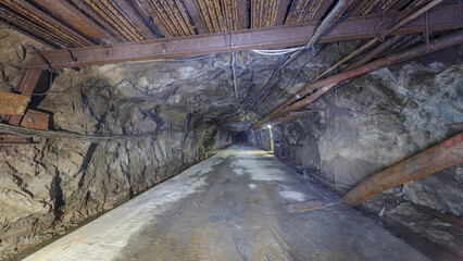 Dark tunnel of old closed mine.