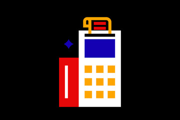 Bauhaus  atm vector illustration  in flat style design. Geometric, colorful payment terminal icon for website,app,ui ux,web design,business,marketing,landing,web development concept
