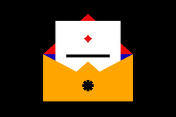 Bauhaus  email vector illustration  in flat style design. Geometric, colorful message icon for website,app,ui ux,web design,business,marketing,landing,web development concept
