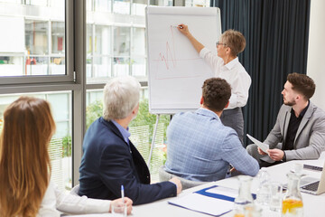 Elderly business woman in a consulting workshop
