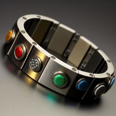 Bracelet featuring small magnets from a hard drive, concept of Magnetic Storage and Recycled Materials, created with Generative AI technology