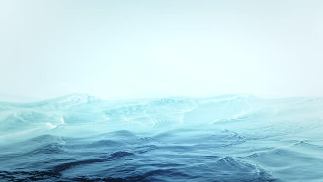 Super Slow Motion Abstract Shot of Waving Blue Clear Water Surface at 1000fps.