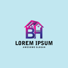 Fototapeta premium letter BH home logo design colorful illustration