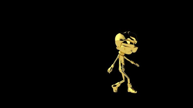 Golden boy hip hop side step dance seamless loop, against black