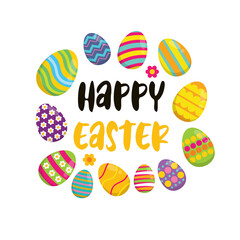 Happy Easter. Set Easter eggs with different texture on a white background. Spring holiday.