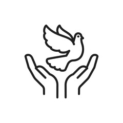 Peace dove symbol vector line icon