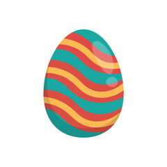 Happy Easter. Colorful patterned easter egg on a white background. Spring holiday.
