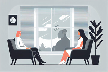 Obraz premium Illustration of therapist talking to patient, Generative AI.