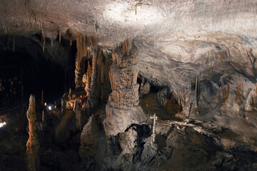 Dripstone column in the tourist attraction cave