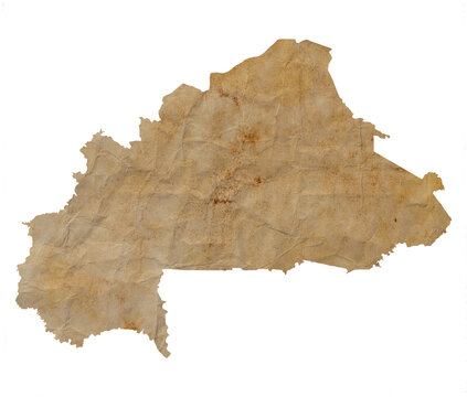 map of Burkina Faso on old brown grunge paper