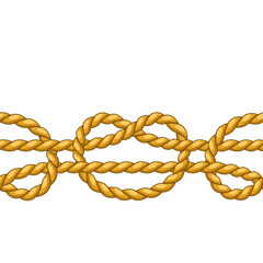 Seamless pattern with jute rope knots. Nautical, fishing and decorative nodes.